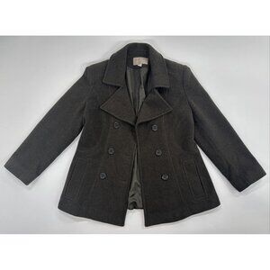 Croft Barrow Wool Peacoat Jacket Womens Medium Army Green Lined Winter Military